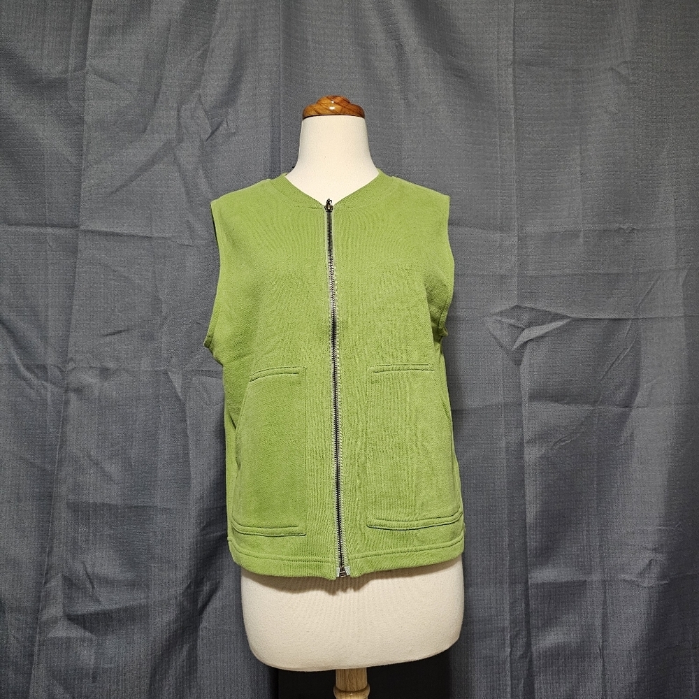 Anne Klein A Line Green Zip Vest L